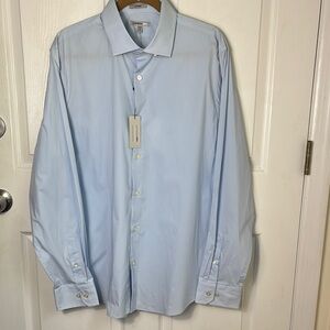NEW NWT Express 1MX Fitted Blue Dress Shirt Classic Button-Down Size XL 17-17.5